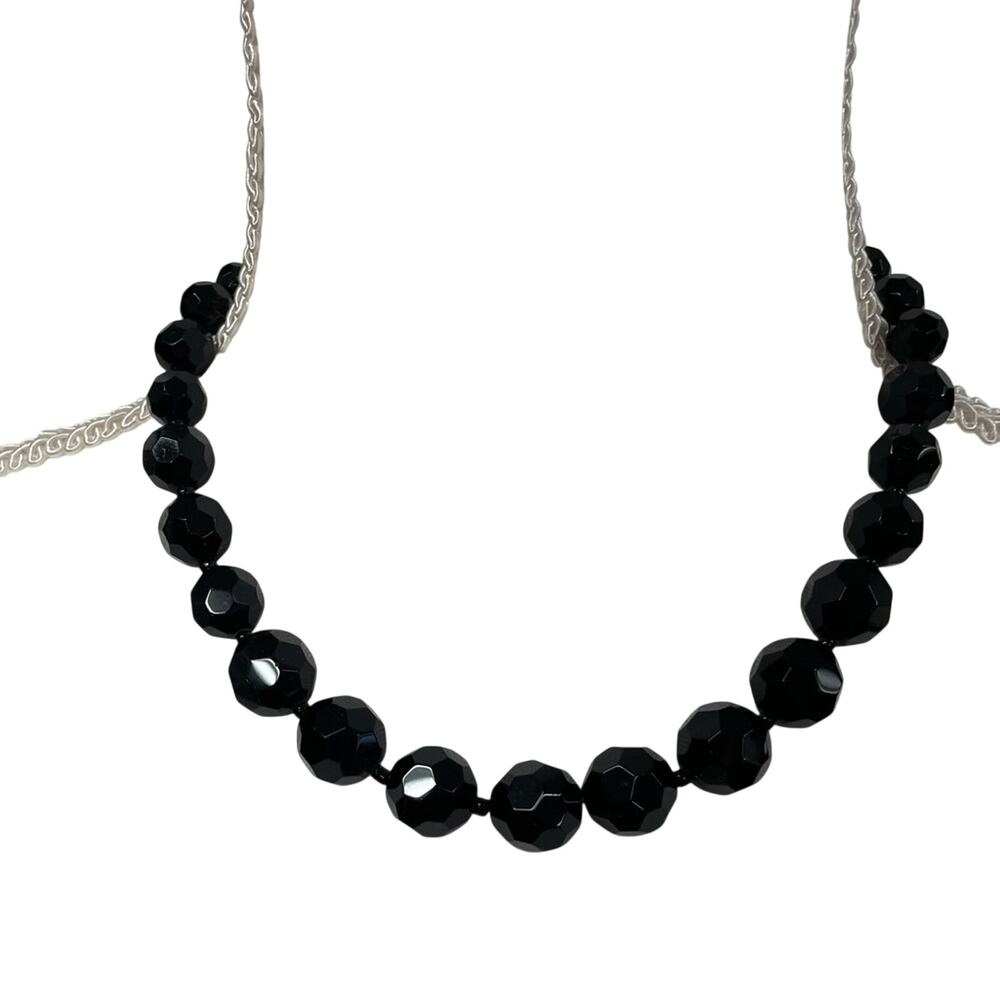 Black Fauceted Plastic Bead Necklace